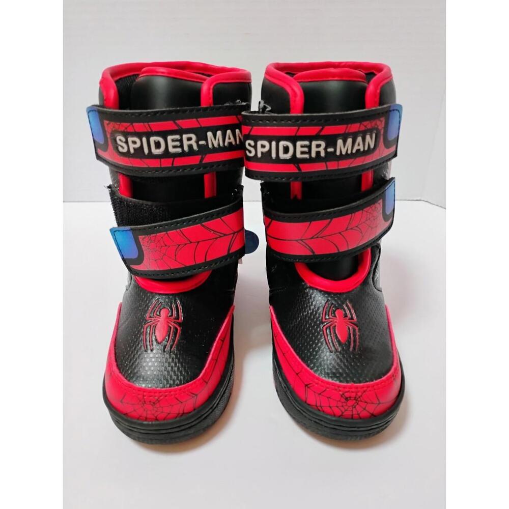 Spider-Man Light UP Winter Boots Toddle Size 8 Black Red Marvel Kids NWT